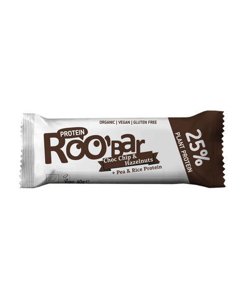 Baton BIO proteic cu ciocolată și alune de pădure Roo'bar