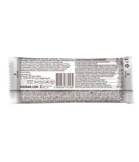 Baton BIO proteic cu chipsuri de ciocolată și vanilie
