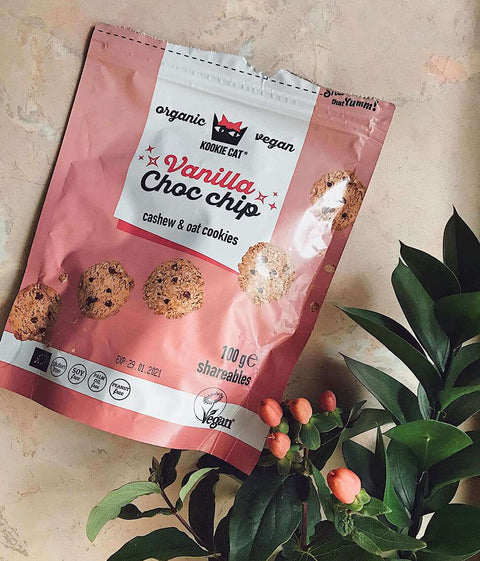 Mini biscuiți BIO cu vanilie și fulgi de ciocolată – Kookie Cat Shareables