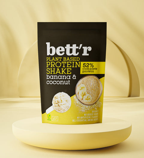 Shake proteic BIO cu banană și cocos – 100% din plante, fără zahăr adăugat