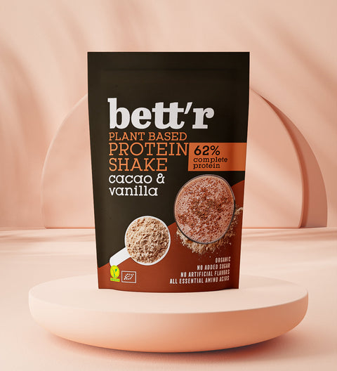 BIO Shake proteic cu cacao și vanilie – 100% vegetal