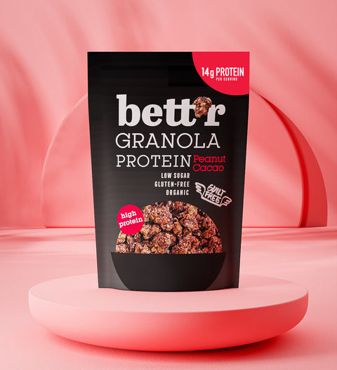 Granola BIO proteică cu arahide și cacao