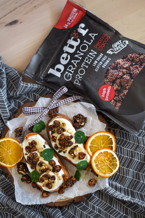 Granola BIO proteică cu arahide și cacao