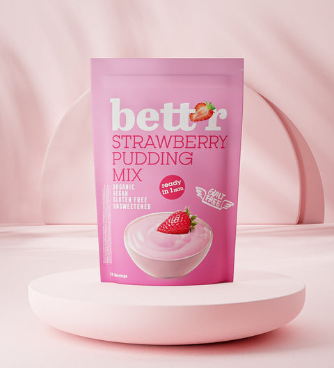 Mix BIO pentru budincă de căpșuni – fără zahăr adăugat, fără gluten