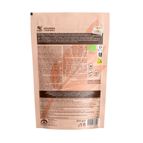 Făină de linte roșie bio, Dragon Superfoods, 200g