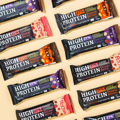 Baton proteic BIO cu ciocolată Roobar – Pachet de 15 bucăți