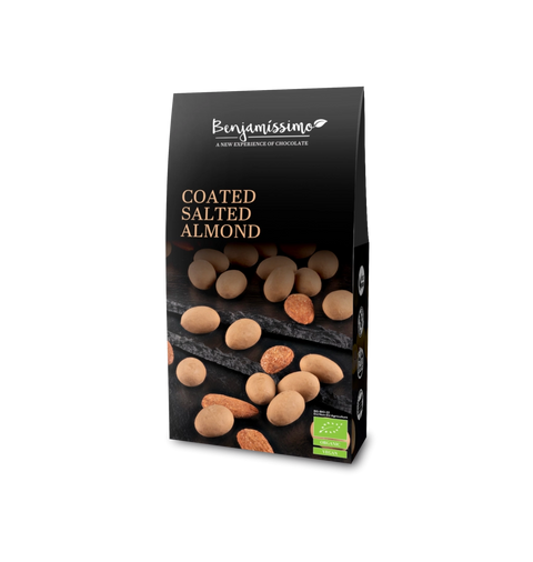 Drajeuri de migdale BIO cu cacao și caramel sărat, 60g, Benjamissimo
