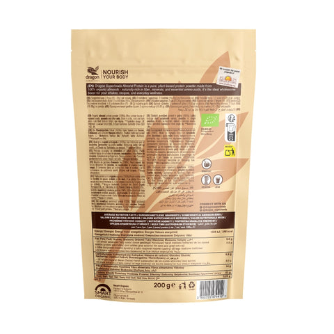 Pudră proteică BIO din migdale, 200 g, Dragon Superfoods