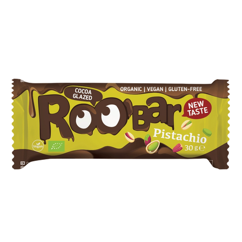 Baton BIO cu fistic și glazură de cacao, 30g, Roo'bar