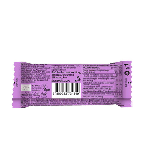 Baton BIO raw cu cireșe și ciocolată