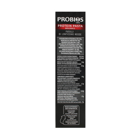 Paste organice proteice din linte roșie Fusilli, 250g, Probios
