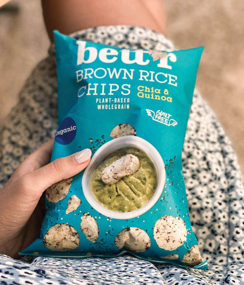 Chipsuri de orez brun bio cu chia și quinoa