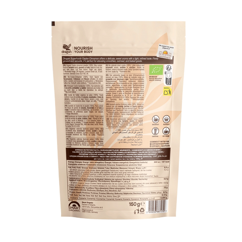 Pudră de scorțișoară Ceylon BIO, 150 g, Dragon Superfoods