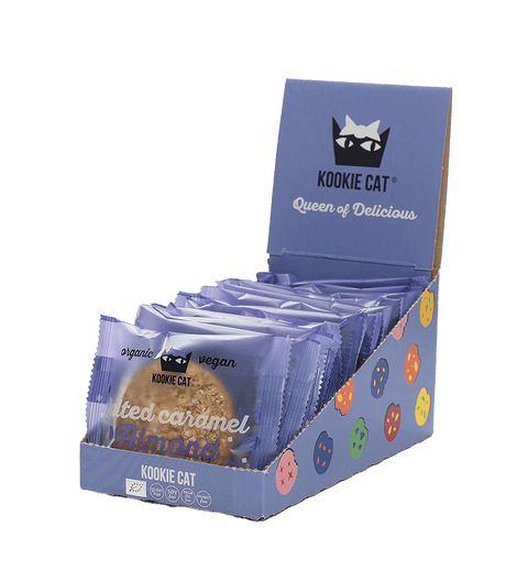 Biscuit BIO cu caramel sărat și migdale – Kookie Cat