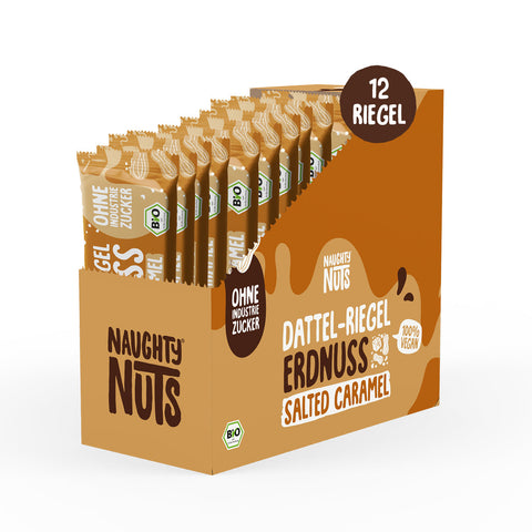 Baton BIO cu curmale, arahide și caramel sărat