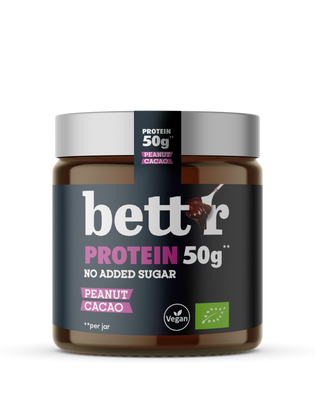 BIO cremă tartinabilă proteică cu arahide și cacao, fără zahăr adăugat