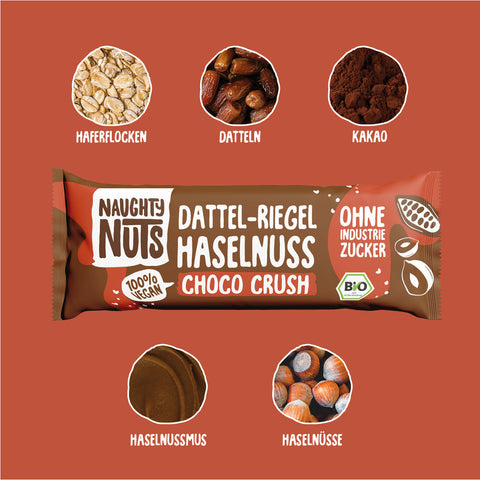 Baton BIO cu curmale, alune de pădure și ciocolată Choco Crush