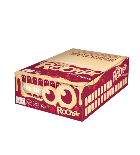 Baton BIO cu ciocolată albă și vișine – Roobar Vegan