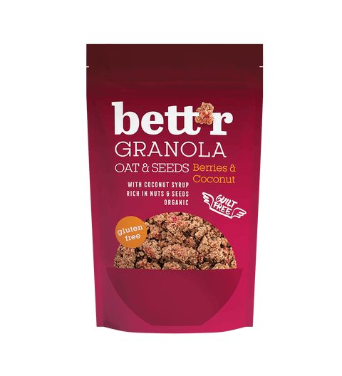 Granola BIO cu fructe de pădure și cocos 
