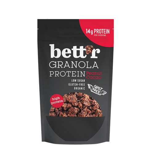 Granola BIO proteică cu arahide și cacao