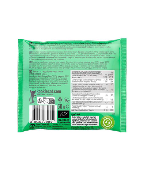 Biscuit BIO cu semințe de cânepă și cacao – Kookie Cat