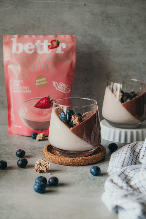 Mix BIO pentru budincă de căpșuni – fără zahăr adăugat, fără gluten